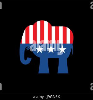 Republican elephant and US flag. Political Party America Stock Vector