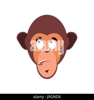 Monkey surprised Emoji. marmoset astonished emotion isolated. Chimpanzee face Stock Vector