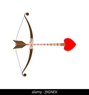 Bow Cupid. Arrow of Love with heart. Illustration for Valentines Day Stock Vector