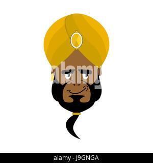 Indian face in turban happy Emoji. Head man of India merry emotion isolated Stock Vector