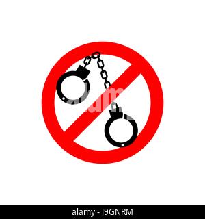 Stop police. handcuffs Prohibited sign. Ban cop Stock Vector