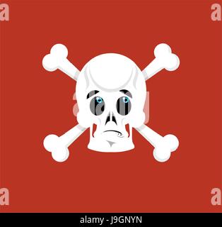 Skull and crossbones Surprised Emoji. skeleton head astonished emotion isolated Stock Vector