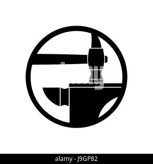 Forge logo. smithy symbol. Hammer and anvil emblem. Vintage sign blacksmith Stock Vector