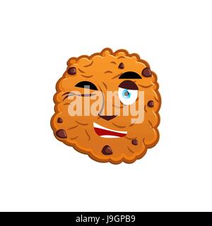 Cookies winking Emoji. biscuit emotion happy. Food Isolated Stock Vector