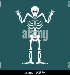 Skeleton Surprised Emoji. Skull astonished emotion isolated. Human bones Stock Vector