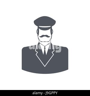 Porter icon. Concierge sign. Guard at entrances of apartment houses, hotels, offices. Gatekeeper for meeting visitors at front door Stock Vector