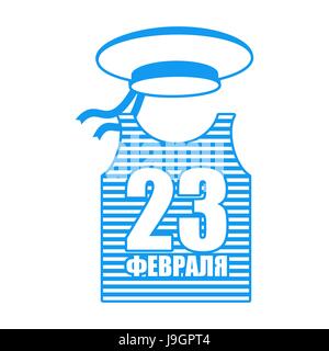 February 23 Day of Fatherland Defenders in Russia. Vest and hat sailor. Military clothing. Army holiday. Russian text: February 23 Stock Vector