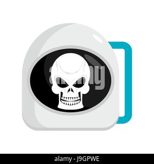 Skull in Helmet astronaut . cosmonaut cap and head skeleton. Dead space Stock Vector