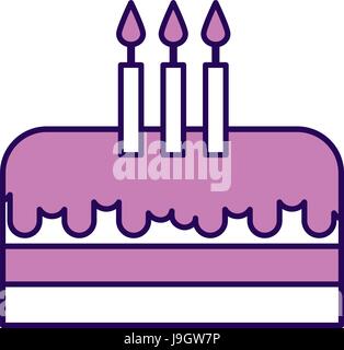 cute purple birthday cake cartoon Stock Vector