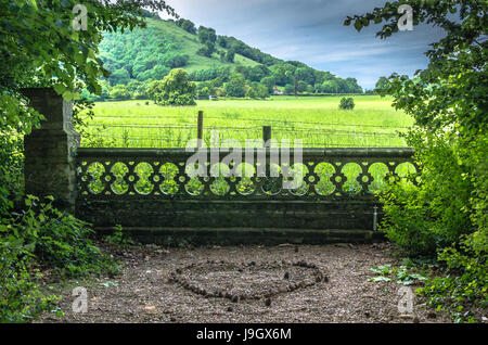 A love heart on the ground overlooking the Wessex Countryside Stock Photo