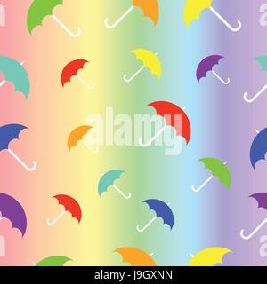 Umbrella Seamless Pattern Background Designed as Rainbow And Cute Theme Stock Vector
