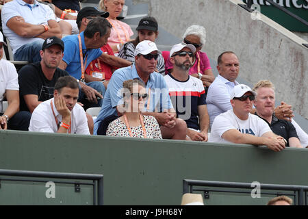Paris, France. 1st Jun, 2017. Coach Ivan Lendl and wife Kim Sears are watching Scottish tennis player Andy Murray in action during his match in the 2nd round of the French Open in Roland Garros vs Slovak tennis player Martin Kizan on Jun 1, 2017 in Paris, France Credit: Yan Lerval/AFLO/Alamy Live News Stock Photo