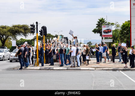 JOHANNESBURG, SOUTH AFRICA - APRIL 7, 2017: South African citizens protesting the presidency of South African President Jacob Zuma Stock Photo