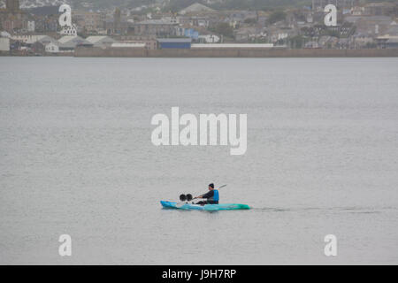 Longrock, near Marazion, Cornwall, UK. 2nd June 2017. UK Weather. A dissapointing end to the bank holiday week in south west Cornwall, with grey skies and showers for the morning. Credit: cwallpix/Alamy Live News Stock Photo