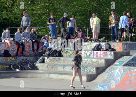 Glasgow Kelvingrove park scene Kelvingrove Skate Park Stock Photo