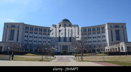 LANSING, MI - MARCH 26:  Michigan’s Hall of Justice, shown here on March 26, 2016, houses the Michigan Supreme Court. Stock Photo