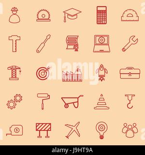 Engineering line color icons on orange background, stock vector Stock Vector