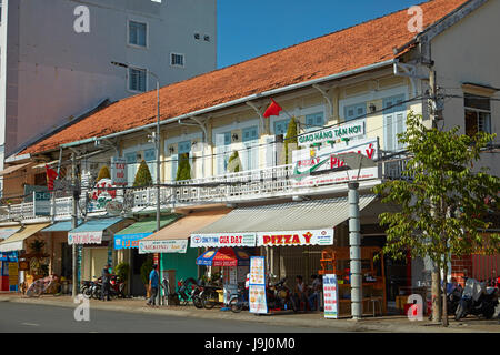 Shops and restaurants, Can Tho, Mekong Delta, Vietnam Stock Photo