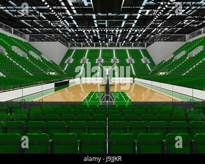 Vip Box Sports Arena Beautiful sports arena for basketball with green seats and VIP boxes ...