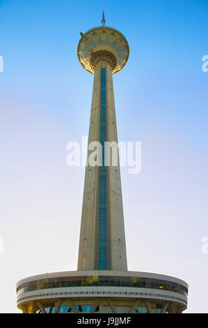 View of Milad Tower at sunset. Tehran, Iran Stock Photo