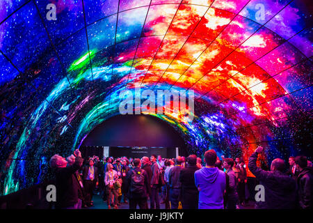 3D video wall at the LG booth at the CES show in Las Vegas Stock Photo