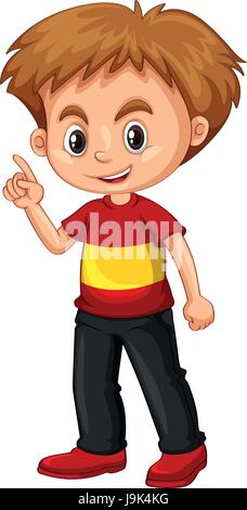 Little boy pointing his finger up illustration Stock Vector