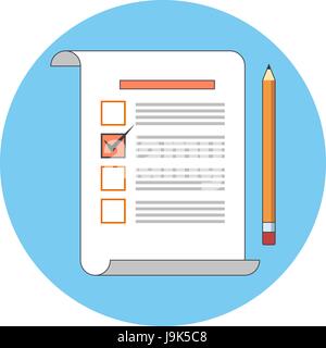 Survey, voting, review concept. Flat design. Icon in sky blue circle on white background Stock Vector