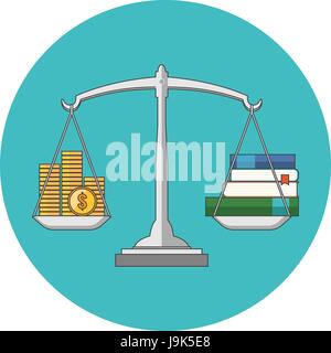 Knowledge is wealth concept. Flat design. Icon in turquoise circle on white background Stock Vector