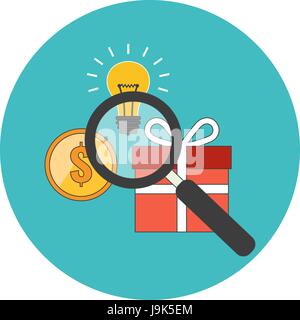 Efficient search concept. Flat design. Icon in turquoise circle on white background Stock Vector
