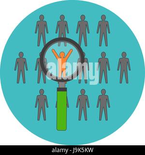 Unique person, leadership. Flat design. Icon in turquoise circle on white background Stock Vector