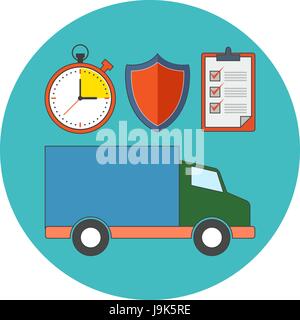 Delivery service concept. Flat design. Icon in turquoise circle on white background Stock Vector