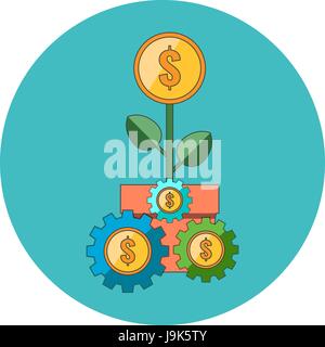 Profit strategy concept. Flat design. Icon in turquoise circle on white background Stock Vector