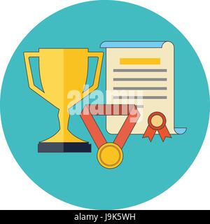 Rewards, achievements, awards concept. Flat design. Icon in turquoise circle on white background Stock Vector
