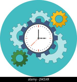 Time management concept. Flat design. Icon in turquoise circle on white background Stock Vector