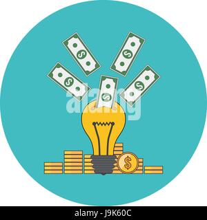 Investing into idea, crowdfunding concept. Flat design. Icon in turquoise circle on white background Stock Vector