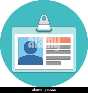 Identification card concept. Flat design. Icon in turquoise circle on white background Stock Vector