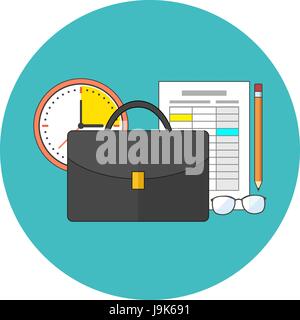 Management concept. Flat design. Icon in turquoise circle on white background Stock Vector