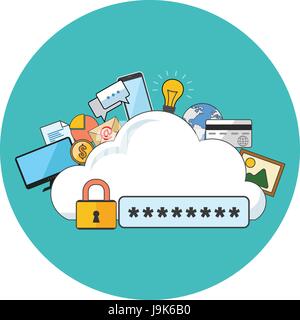 Internet security concept. Flat design. Icon in turquoise circle on white background Stock Vector