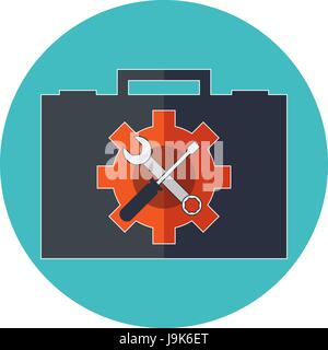 Technical support concept. Flat design. Icon in turquoise circle on white background Stock Vector