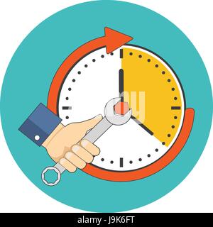 Time management concept. Flat design. Icon in turquoise circle on white background Stock Vector