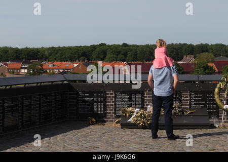 Memorial located in Urk, Netherlands, a tribute to all the men who perished at sea. The plaques on the wall lists the men in the year they were lost. Stock Photo