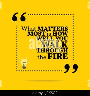 Inspirational motivational quote. What matters most is how well you walk through the fire. Simple trendy design. Stock Vector