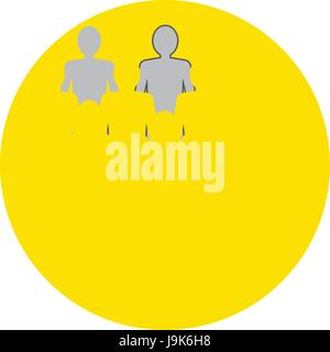 Unusual person in the crowd concept. Flat design. Icon in orange circle on white background Stock Vector