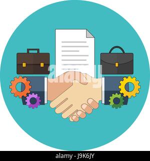 Partnership concept. Flat design. Icon in turquoise circle on white background Stock Vector