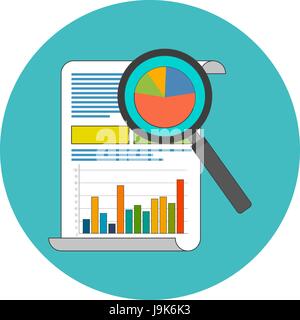 Data analysis concept. Flat design. Icon in turquoise circle on white background Stock Vector
