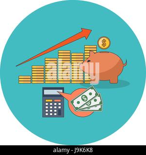 Profitable investment concept. Flat design. Icon in turquoise circle on white background Stock Vector
