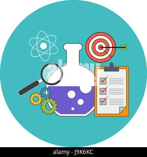 Research concept. Flat design. Icon in turquoise circle on white background Stock Vector