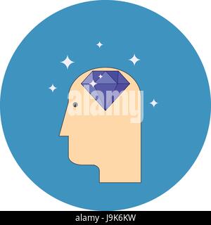 Efficiency of competence concept. Flat design. Icon in blue circle on white background Stock Vector