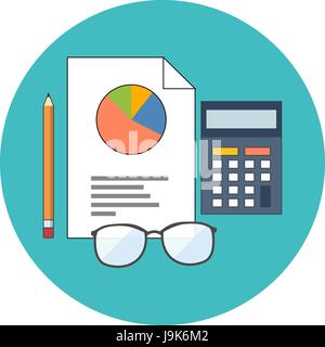 Accounting concept. Flat design. Icon in turquoise circle on white background Stock Vector