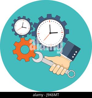 Time management concept. Flat design. Icon in turquoise circle on white background Stock Vector